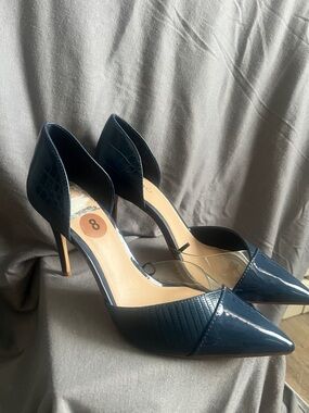 Aldo Navy Patent D'Orsay Pointed Toe Pumps